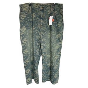 Cider Women's 2XL Floral Print Flared Jeans Multicolor Embroidered